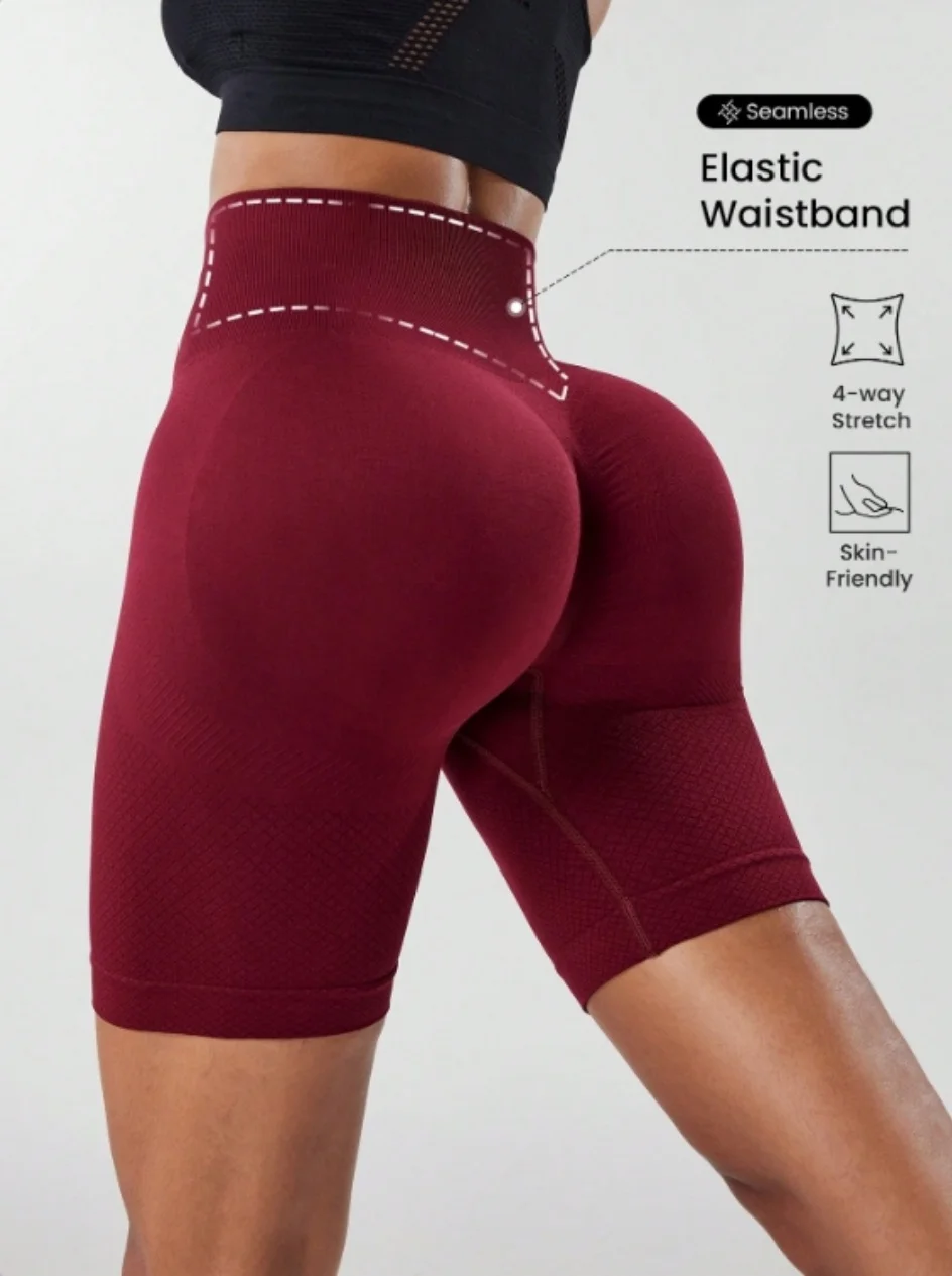 Pantalones cortos deportivos ajustados de cintura alta para mujer, pantalones de yoga para fitness, pantalones para correr elásticos y transpirables, modernos y sl