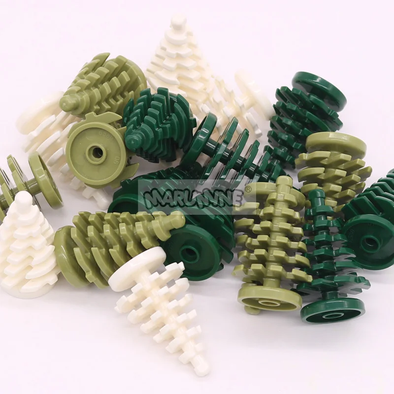 Marumine bloques de construcción de árbol de Navidad pequeño, 10 piezas, MOC, abeto 2435, Compatible con construcción, vista de la ciudad, piezas de ladrillos, tallo de hierba
