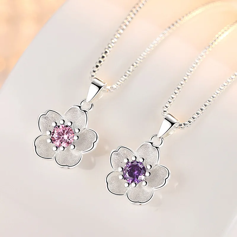 Collares de plata de ley 925 con flor de melocotón para mujer, accesorios de joyería de diseñador de lujo, joyería al por mayor