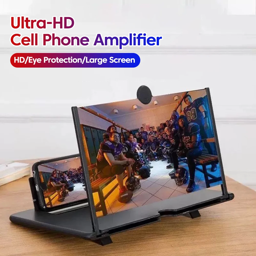 Amplificador de pantalla de teléfono móvil de 12/10 pulgadas, soporte para teléfono móvil HD, lupa de vídeo para pantalla de teléfono portátil, soporte
