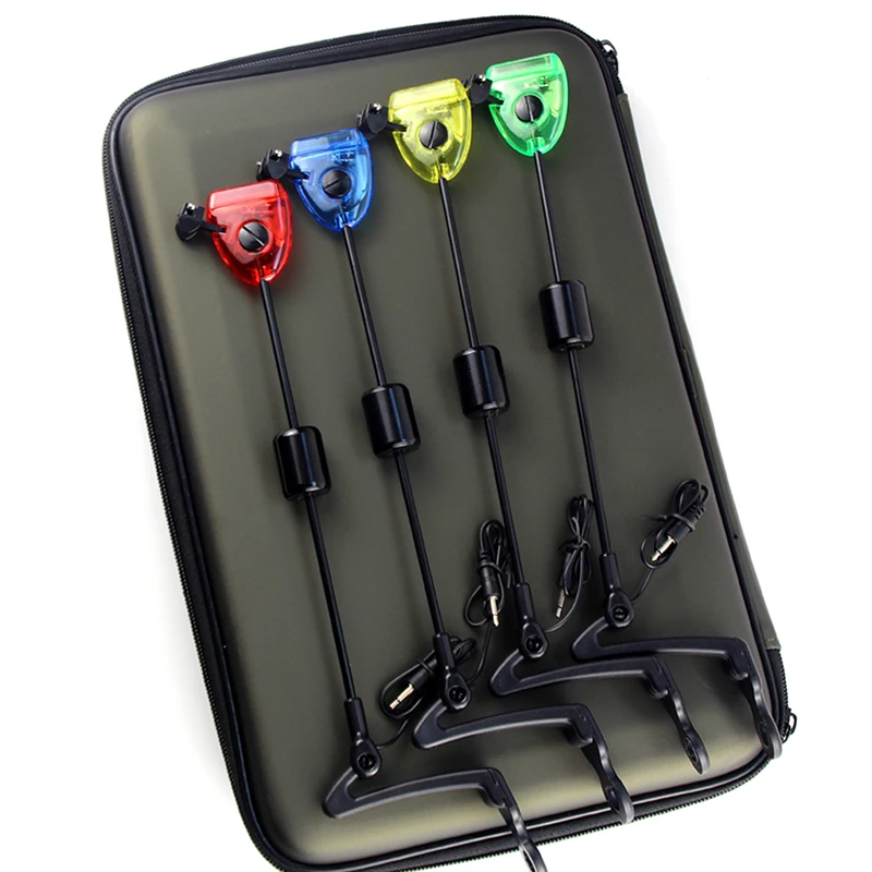 Juego de swingers de pesca, indicador de picadura de pesca iluminado por LED, aparejos de pesca en estuche con cremallera, receptor de señal de columpio para exteriores