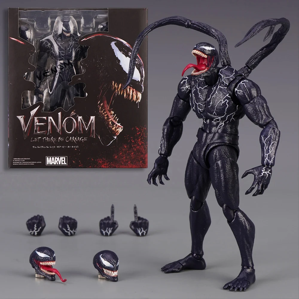 Figura de Acción de Spider-Man Venom Carnage de YAMAGUCHI, Estatua con Articulaciones Móviles y Rostro Reemplazable, Modelo de Muñeca Coleccionable