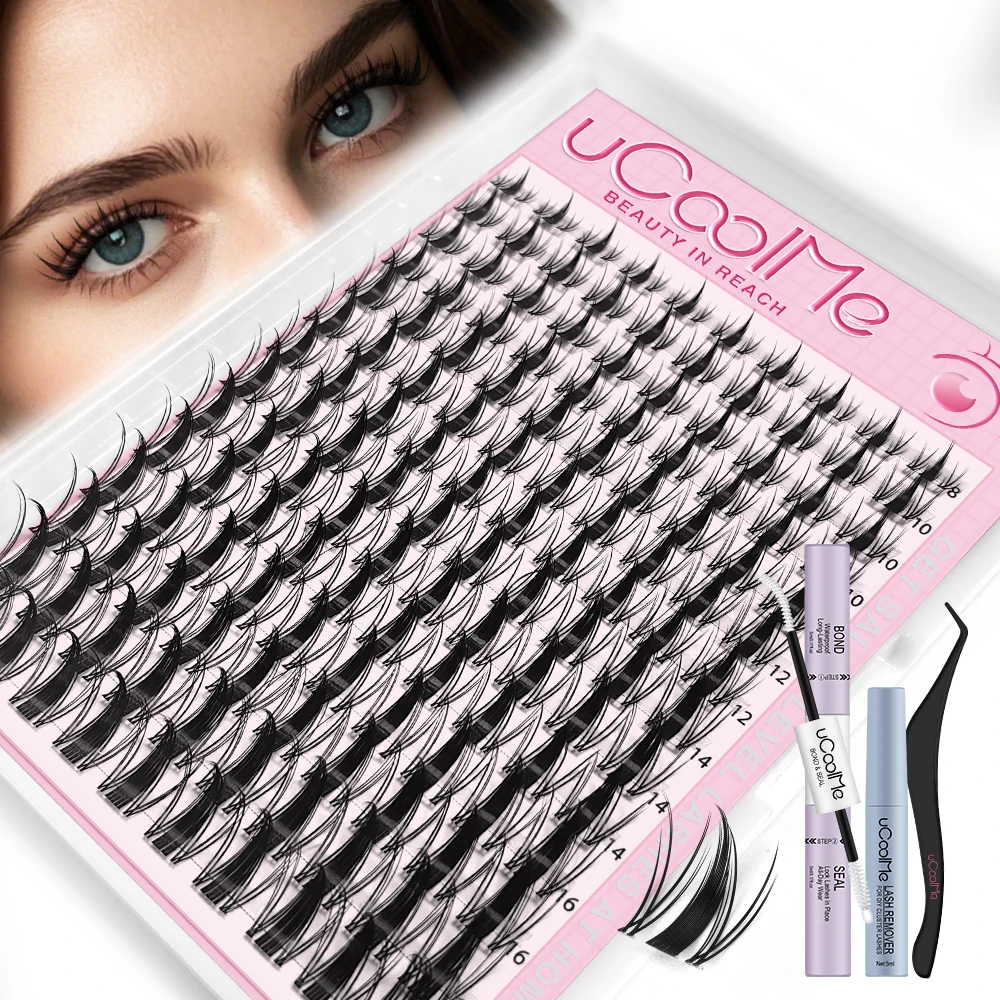 Pestañas uCoolMe Fairy Manga, 140 Unidades, Larga Duración, Resistentes al Agua, Fáciles de Usar para Principiantes, Extensión de Pestañas Naturales Estilo Anime