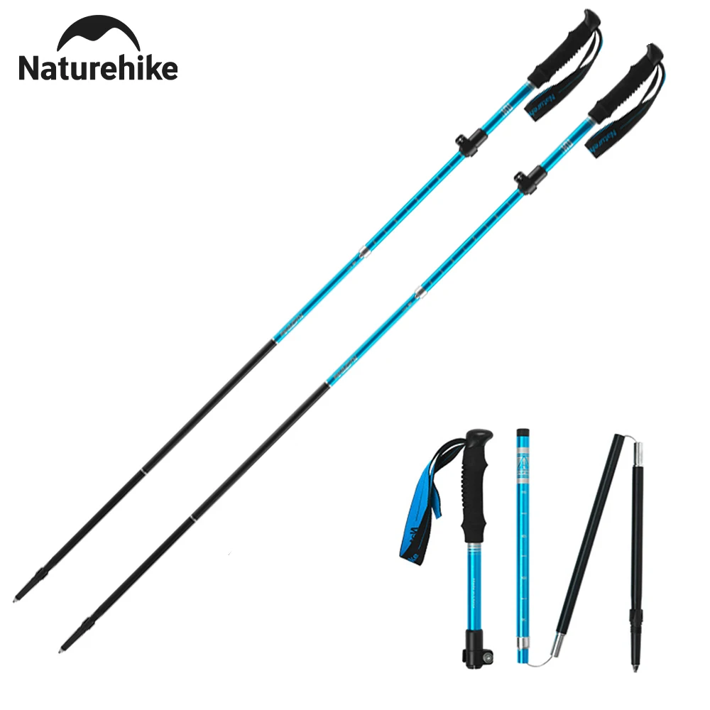 Naturehike St09 bastones de Trekking nórdicos palos para caminar ultraligeros plegables de aleación de aluminio bastones de senderismo portátiles para viajes al aire libre