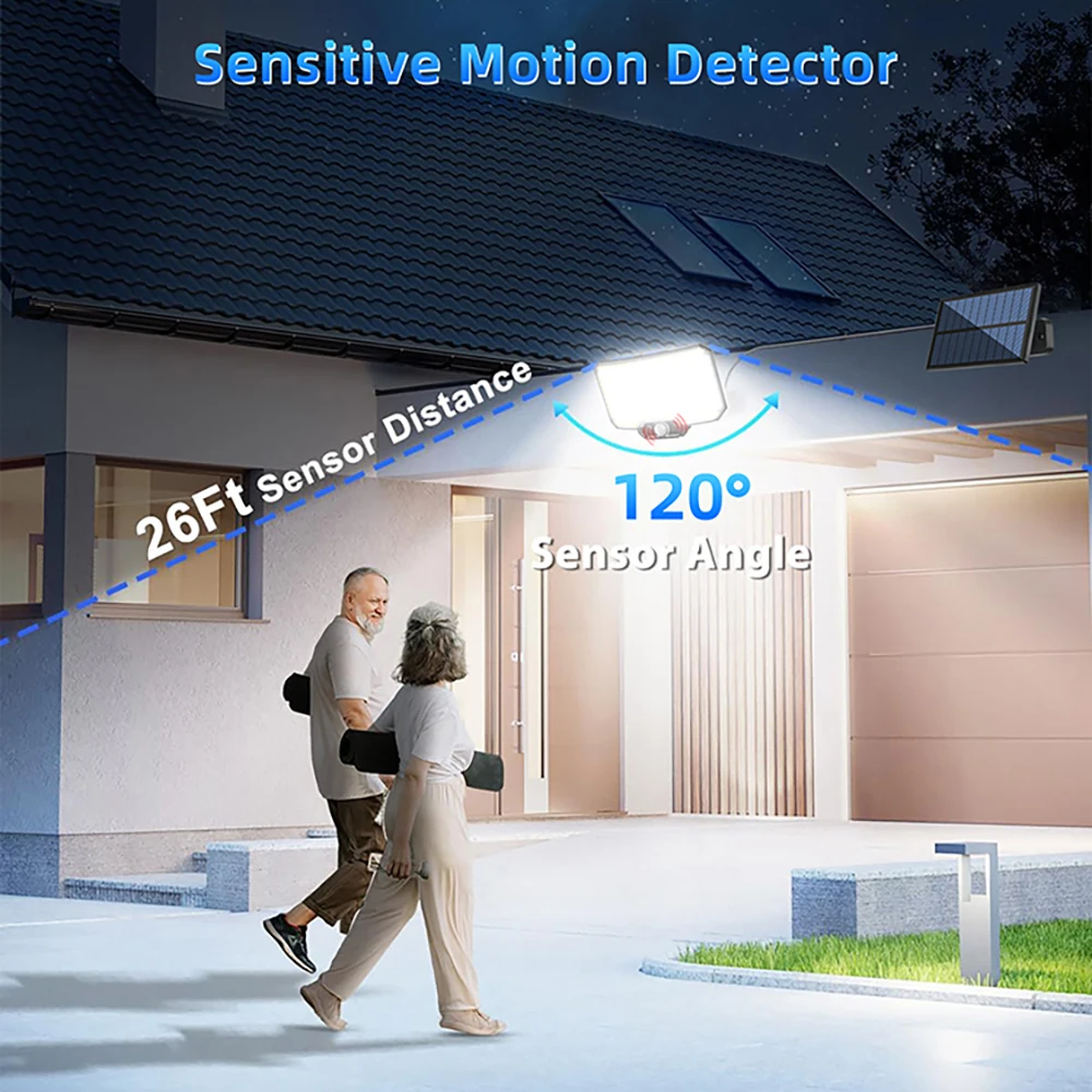 234/318/348 luces solares LED 3 modos de trabajo Sensor de movimiento súper brillante al aire libre IP65 impermeable luces de seguridad de pared de inundación patio