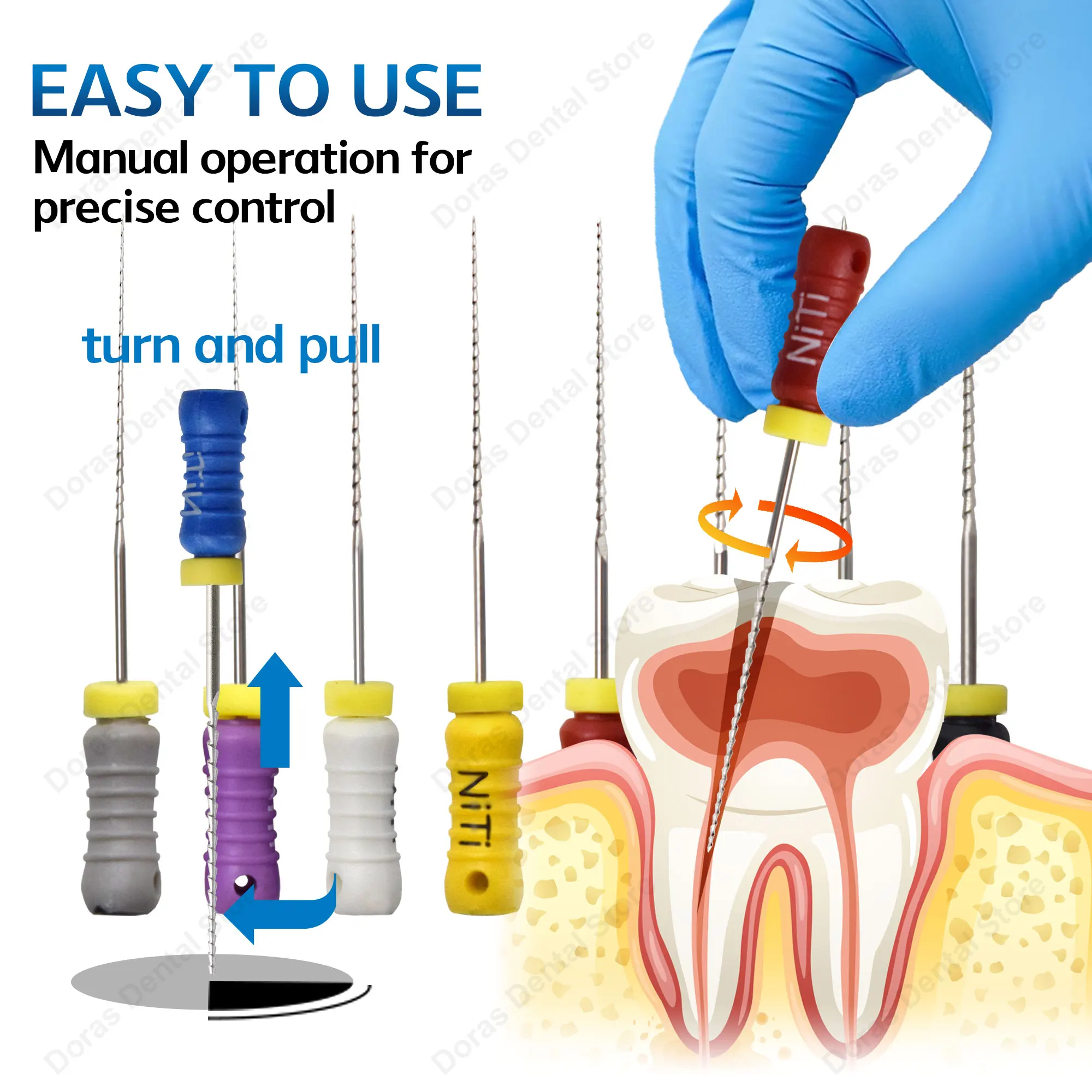 Glin 10 Cajas de Limas NITI H para Conductos Radiculares, Limas Dentales H-File de 21mm/25mm, Instrumentos Endodónticos