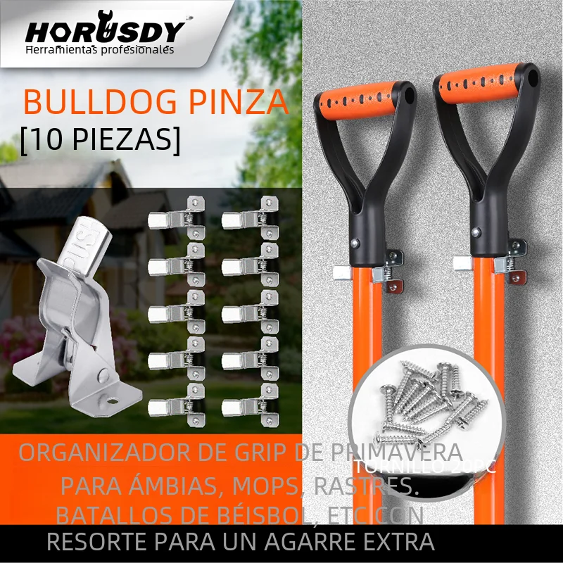 Paquete de 10 Soportes para Palas, Organizador de Herramientas de Jardín para Montar en la Pared, para Garaje, Cobertizo, Ganchos de Almacenamiento