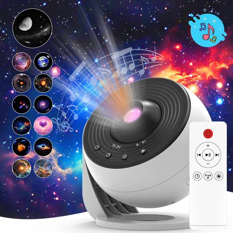 Proyector de estrellas, luz nocturna de galaxia, disco HD Lmage, proyector planetario mejorado con Control remoto, función Bluetooth para habitación