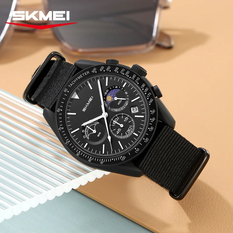 Relojes de Cuarzo SKMEI 9392 con Cronógrafo para Hombre y Mujer, Reloj Deportivo Resistente al Agua 30M con Correa de Nailon, Regalos, Reloj Mujer