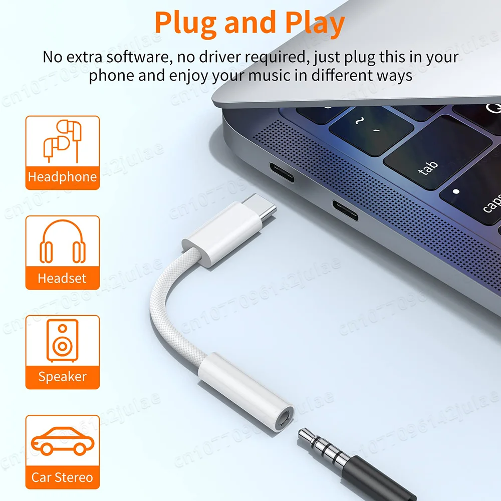 Adaptador USB tipo C a conector de auriculares hembra de 3,5mm Cable de Audio USB C a Aux para iPhone 15 Plus15 Pro Max iPad Pro MacBook