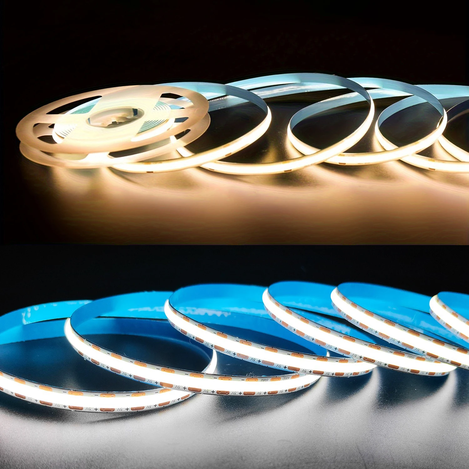 Tira de luces LED COB de 5V, cinta Flexible regulable de 3 teclas, iluminación blanca cálida para habitación, TV, espejo, retroiluminación, decoración de pared