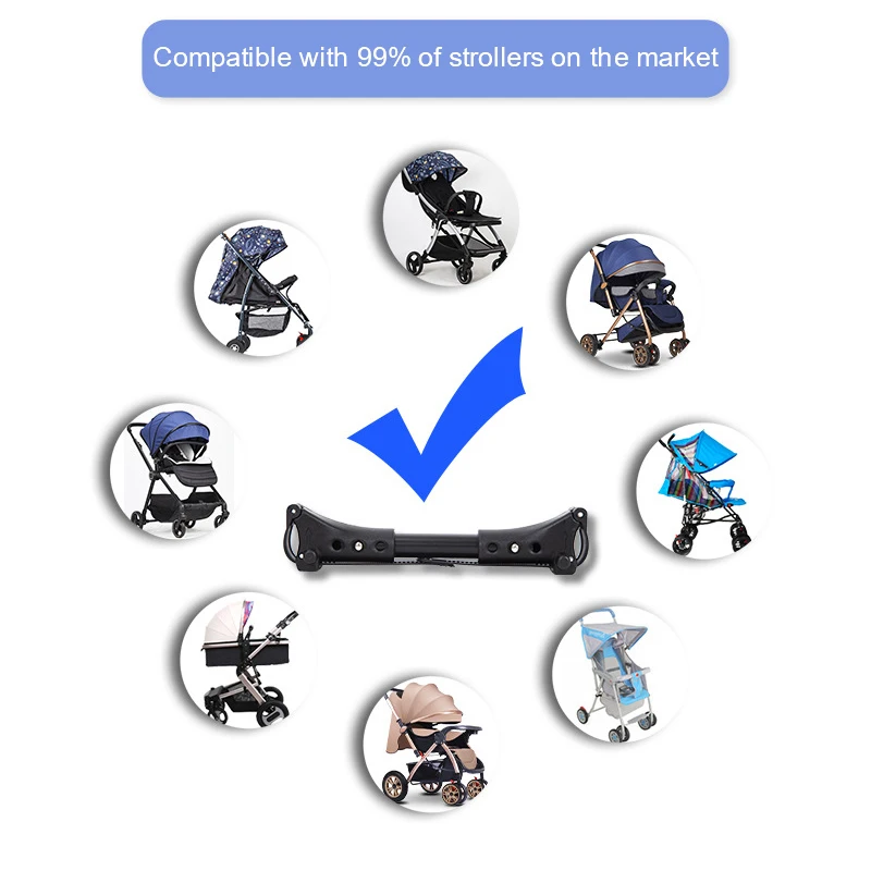 Conector de 3 piezas para cochecito de bebé gemelo, articulaciones universales, tripliegues, carrito infantil, correas de seguridad, gancho de seguridad ajustable