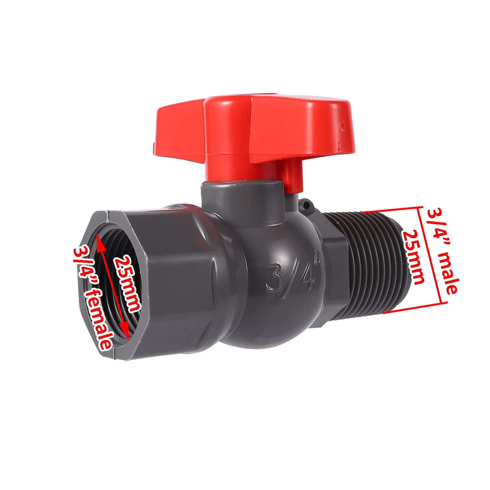 Válvula de bola de PVC de 3/4 "/1 pulgada, grifo de agua, adaptador de grifo para tanque de peces, interruptor de agua de jardín, controlador de agua de riego de jardín, 1 ud.
