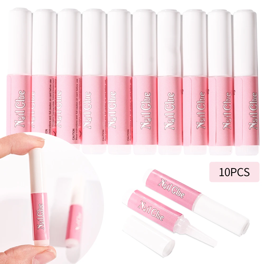 Juego de pegamento para uñas súper fuerte, 10/20/30/40 Uds., para puntas de uñas acrílicas, pegamento de secado rápido, adhesivo de larga duración, gel para pedrería