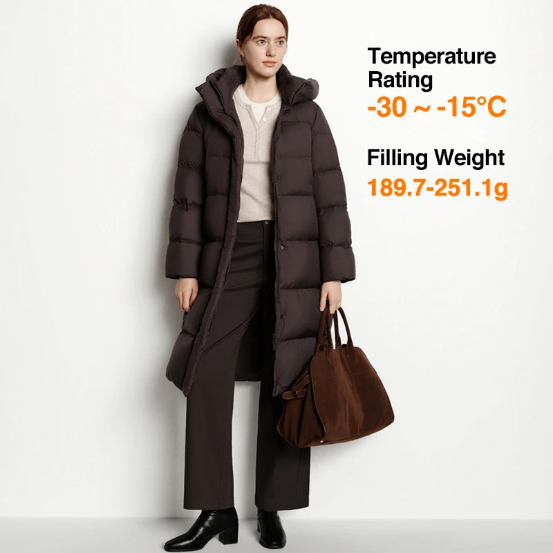 Chaqueta de Plumón Semir para Mujer, Larga, 90% Plumón de Pato, Impermeable, Resistente a Manchas y Aceite, Nueva Colección 2026, con Capucha, Ropa de Invierno para Mujer