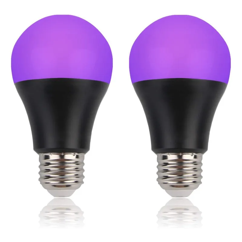 Bombilla Led negra de 9W E27 UV 395nm que brilla en la oscuridad para pintura corporal Club fiesta carteles de neón luz negra Led 385-400nm lámpara de bombilla Led