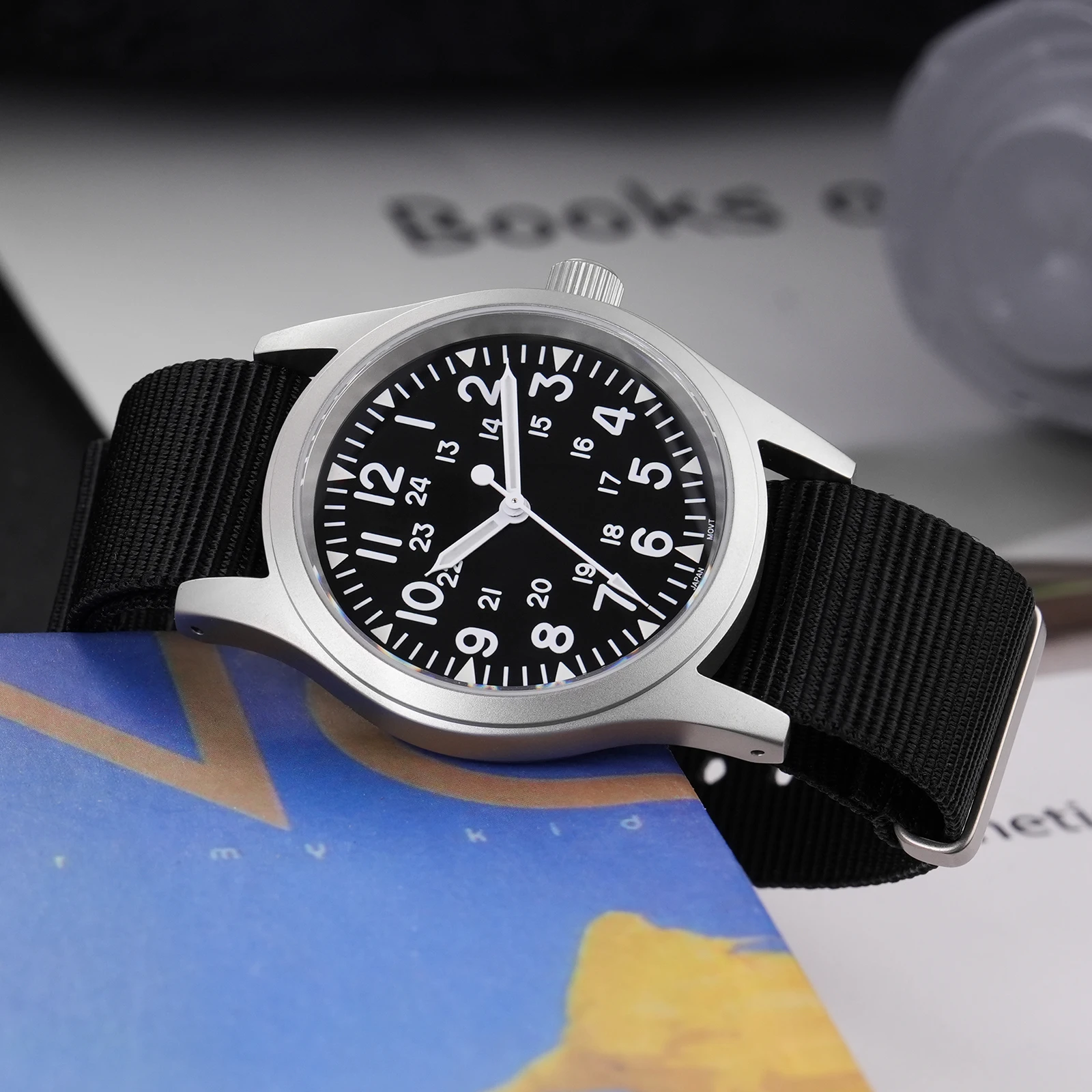 Reloj militar Militado ML05 VH31, movimiento de barrido, reloj de pulsera con cristal de zafiro abovedado, revestimiento AR de alta claridad, relojes Vintage de 38mm