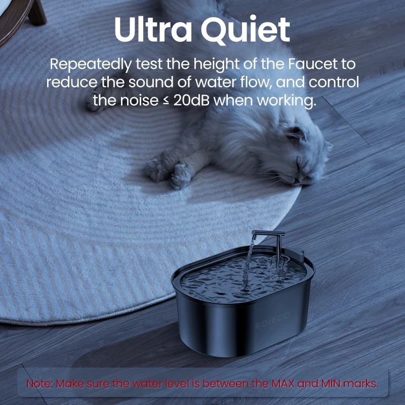 ROJECO-fuente de agua de acero inoxidable para gatos, bebedero automático para gatos, perros, accesorios dispensadores de agua para mascotas