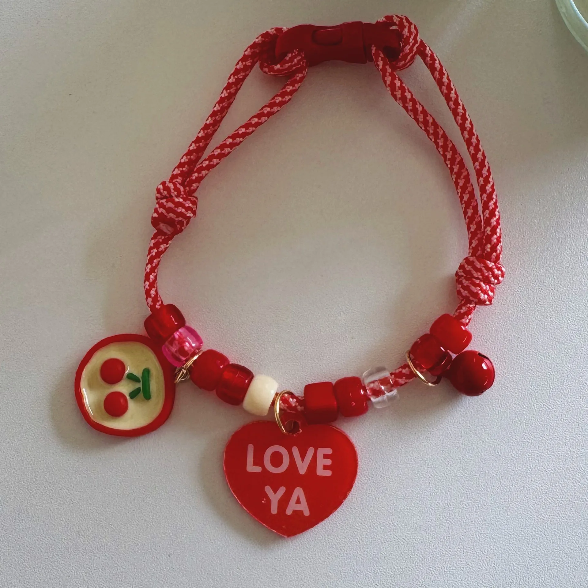 Collar para perro y gato, tejido contrastante de Color, frescura de verano, Collar ajustable con cara sonriente de amor, Collar separable para gato