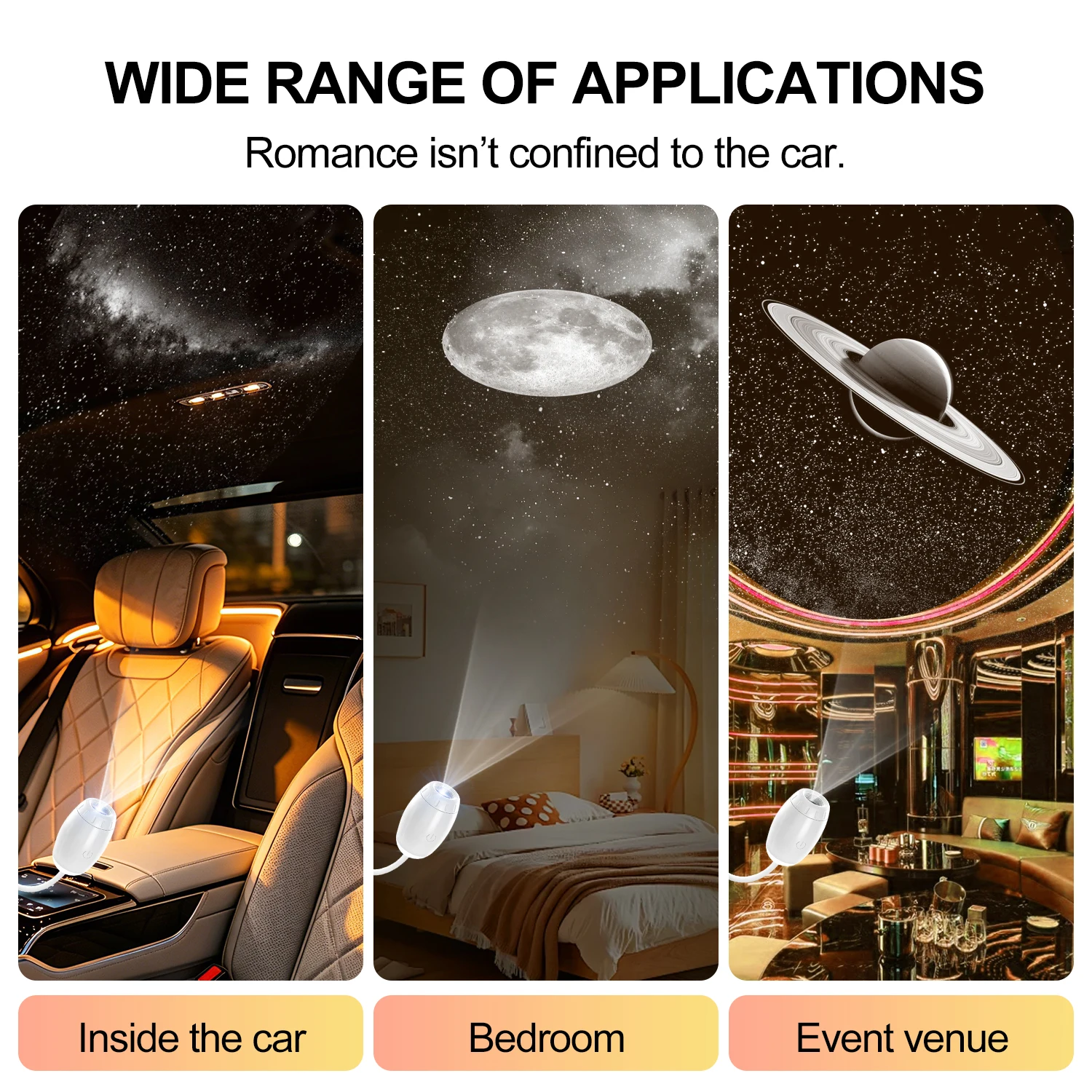 Nueva Lámpara de Proyección USB 2 en 1 con Enfoque Manual, Proyector de Galaxia, Lámpara Ambiental para Auto, Luz Romántica para Habitación, Luna, Saturno, Estrellas, Luces Nocturnas