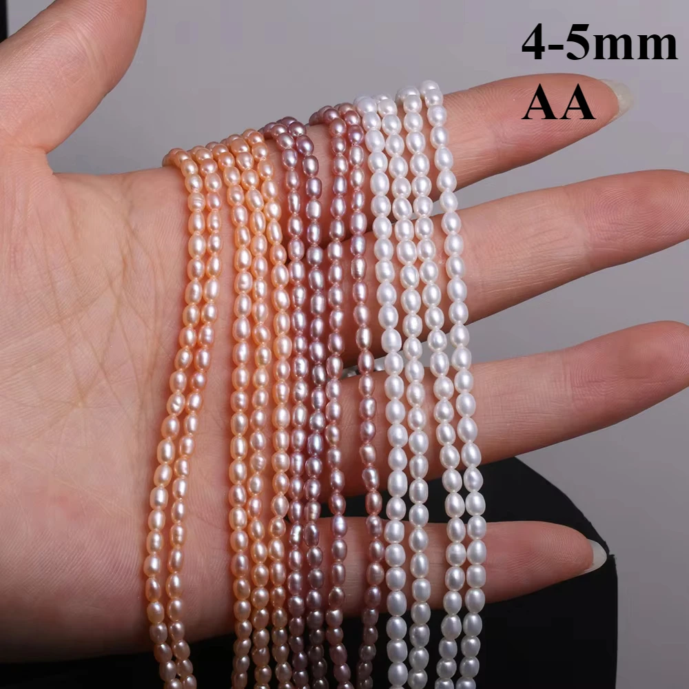 4-5mm AA perla Natural de agua dulce arroz blanco rosa púrpura punzón cuentas sueltas para hacer joyería DIY pulsera collar Accesorios