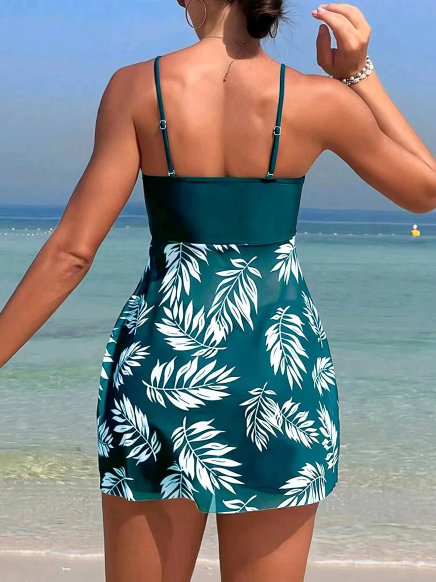 Traje de Baño Tankini Corto 2026 con Pantalones Cortos, Traje de Baño para Mujer, Acolchado, Estampado, Ropa de Playa para Verano