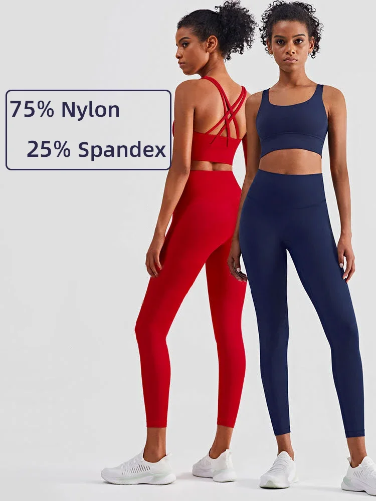Ropa de Yoga de 2 piezas, chándal para mujer, ropa atlética, traje de Fitness para Pilates, entrenamiento de gimnasio, ropa de realce, Sujetador deportivo, traje de mallas