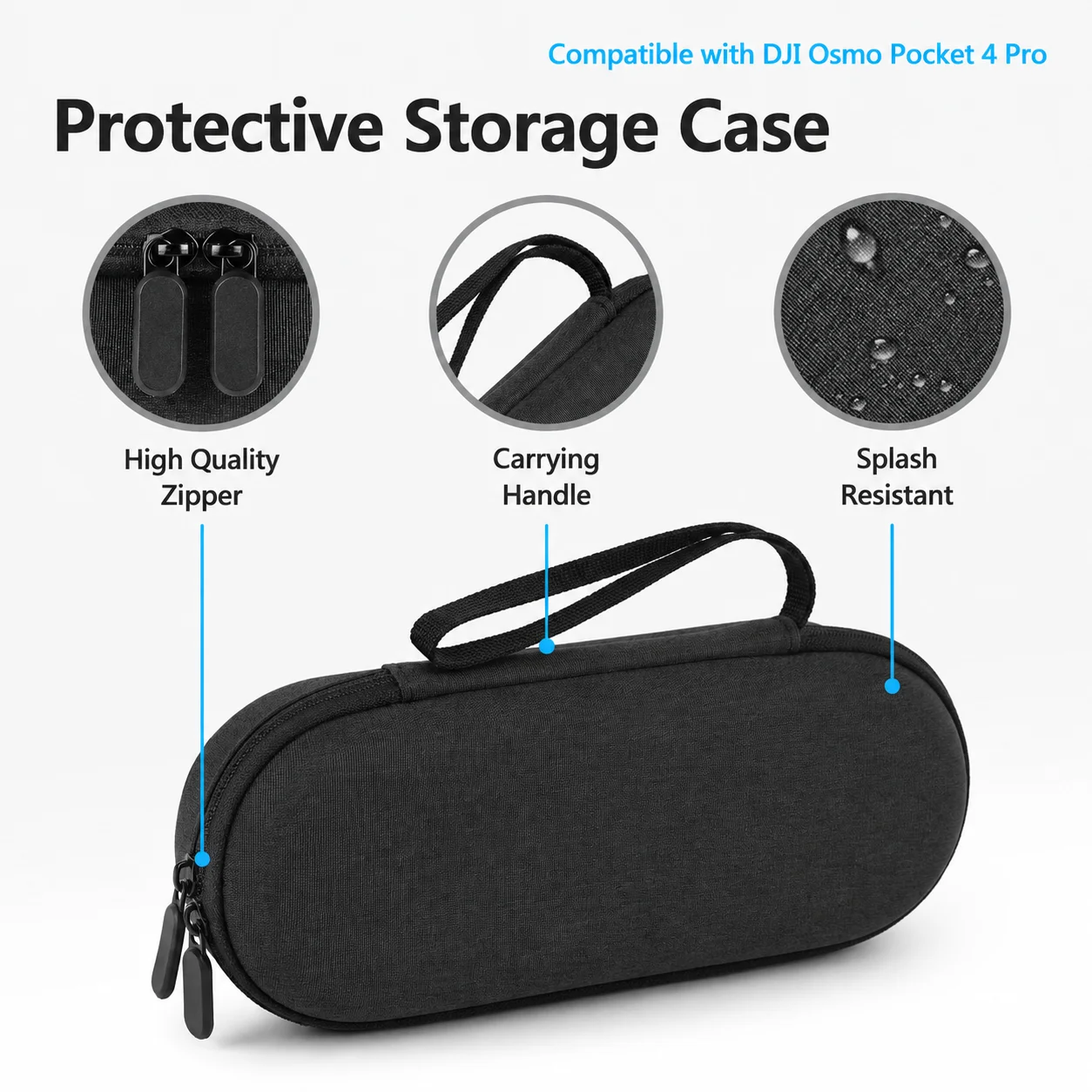 Estuche para DJI Osmo Pocket 4P, Resistente al Agua y a Impactos, Bolsa Rígida Portátil con Compartimentos para Cámara, Micrófono, Tarjetas SD, Filtros