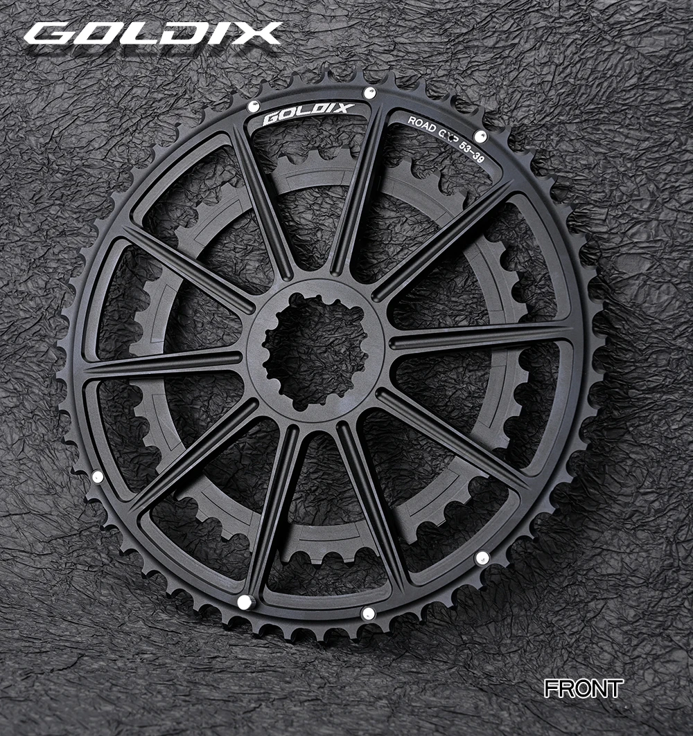 Plato de bicicleta de carretera GOLDIX 50-34T 52-36T 53-39T 10 11 rueda de cadena doble de 12 velocidades para bielas SR de montaje directo de 3 pernos