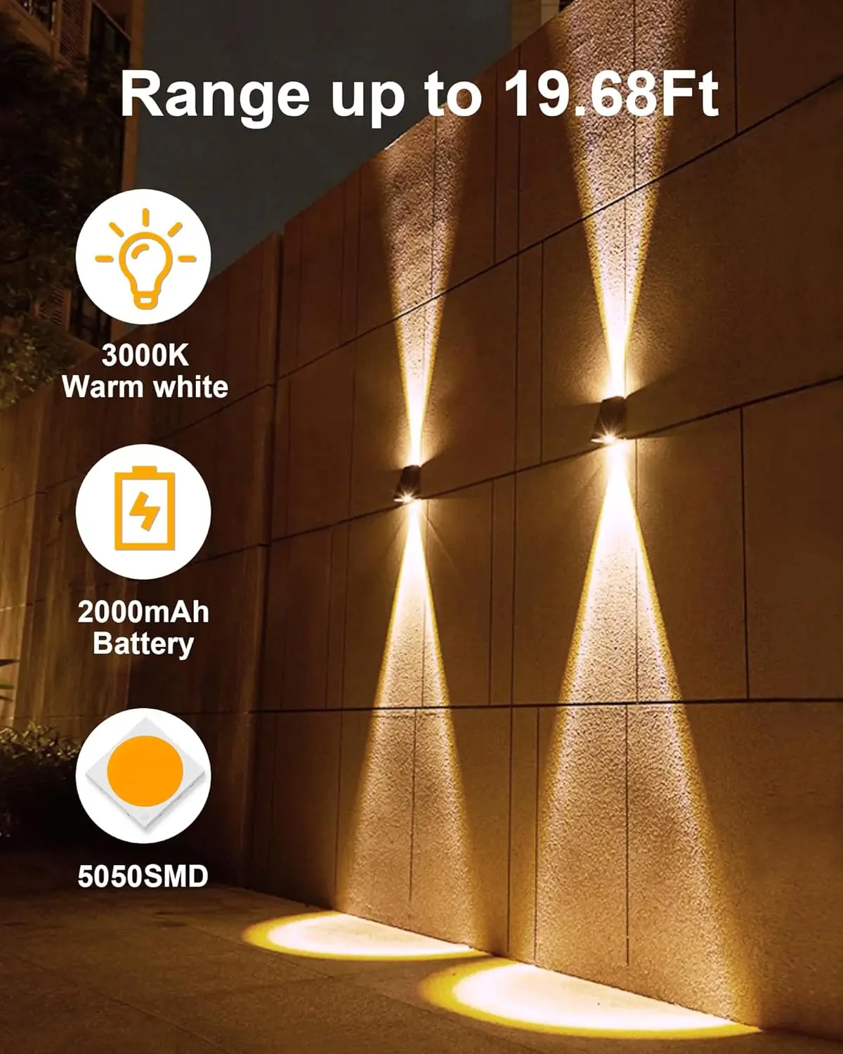 Lámpara Solar de pared de 2 LED, luces solares impermeables para decoración de jardín al aire libre, iluminación luminosa arriba y abajo para calle, balcón, jardín, Villa