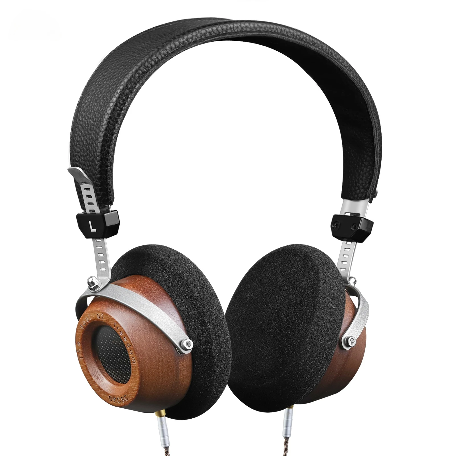OKCSC-auriculares de madera M1 HiFi, cascos estéreo DIY, parte trasera semiabierta, controlador de 57mm, 3,5mm, desmontable, estilo Retro-Vintage
