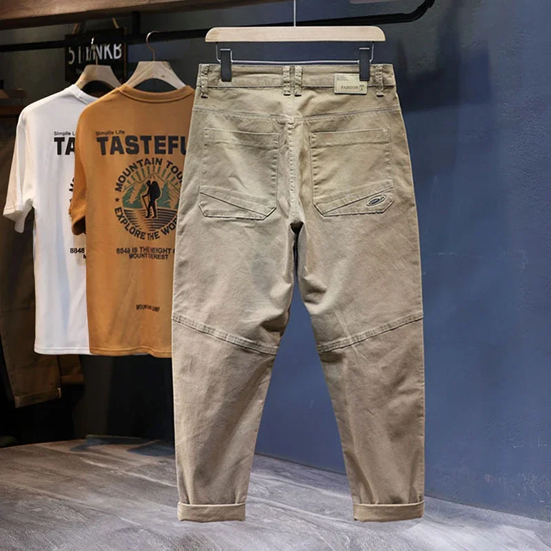 Pantalones holgados para hombre, Harem, holgados, elásticos, informales, de retales, a la moda, ropa para hombre, pantalones de gran tamaño cónicos para hombre Kpop