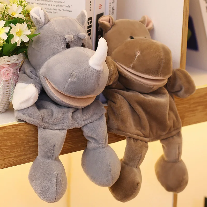 Marioneta de mano de animales de dibujos animados de 35cm, muñeca de juego para padres e hijos, León, elefante, cerdo, juguetes tranquilizadores, regalos de cumpleaños para niños