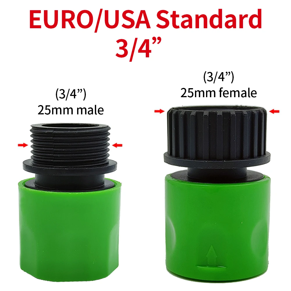 Tetina de conector rápido EURO USA, adaptador de tubo de manguera roscada macho de 3/4 pulgadas para sistema de riego por goteo de tubería de jardín