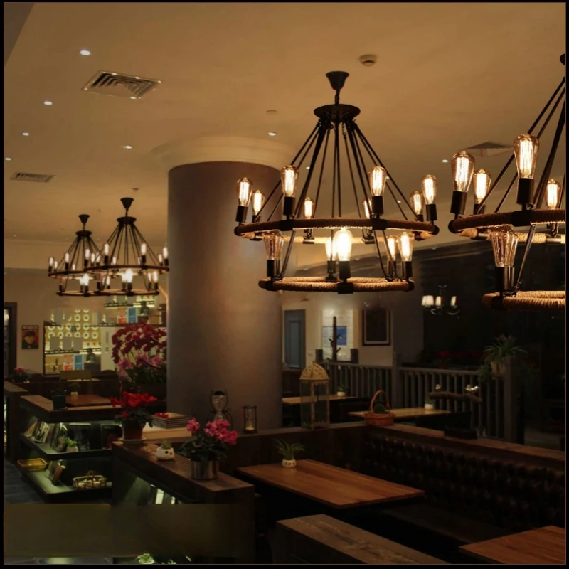 Lámpara Colgante LED de Cuerda de Diseño Creativo Italiano para Restaurante, Cafetería, Casa de Huéspedes, Dormitorio, Lámpara de Araña, Iluminación Decorativa para Hotel