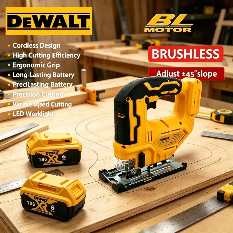 Sierra de calar eléctrica inalámbrica Dewalt, sierra curva de 3000 RPM, herramienta eléctrica portátil multifunción ajustable para trabajar la madera.