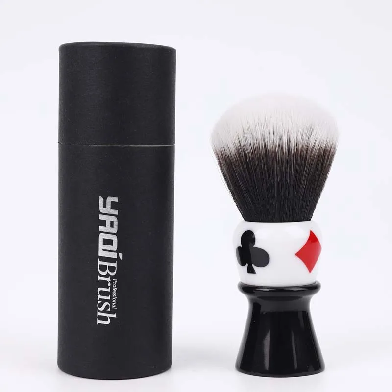 Brocha de Afeitar para Hombre YAQI Casino Clubs de 26 mm con Mango de Resina y Pelo Sintético, Nudo Husky, para Afeitado en Húmedo