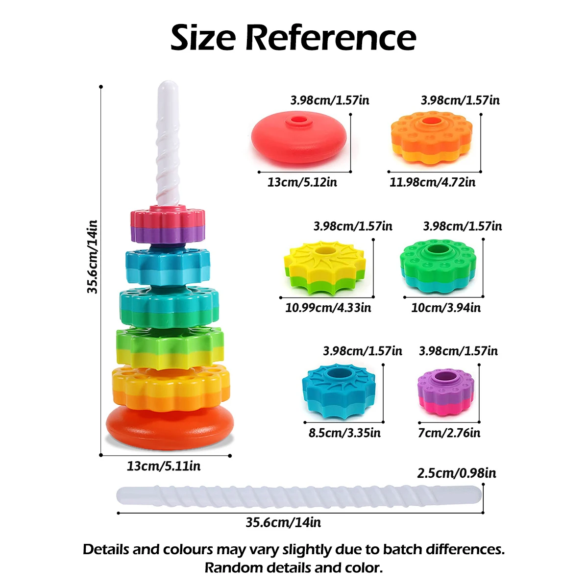 Torre Arcoíris Giratoria Montessori, Juguetes de Apilamiento para Bebés, Juguetes Infantiles de Colores Seguros y Ecológicos