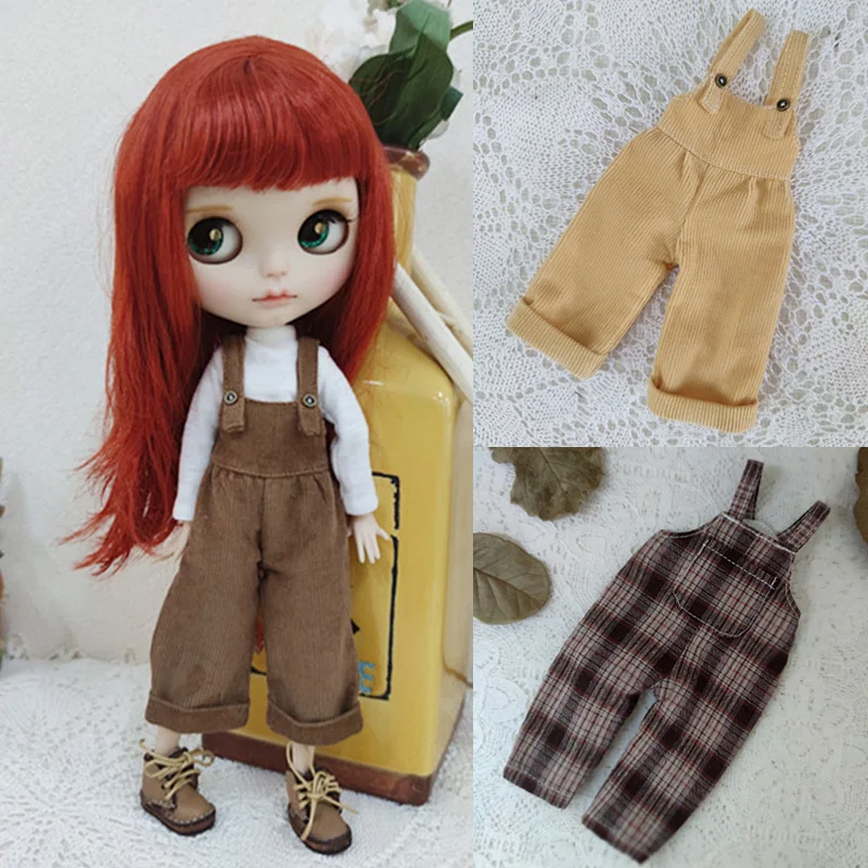 Ropa informal para muñeca Blyth, peleles, pantalones a cuadros, Top de manga larga, pantalones para muñeca para Ymy Licca Azones Ob24 Ob27, accesorios para muñecas