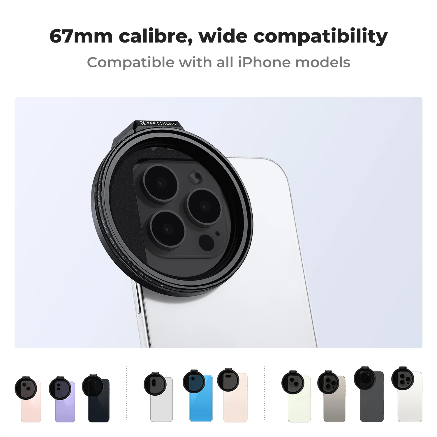 K & F Concept-Kit de filtro magnético con Clip, 67mm, ND2-32 Variable, filtro CPL y montaje adaptador para todos los teléfonos, iPhone 15, 14, 13, 12