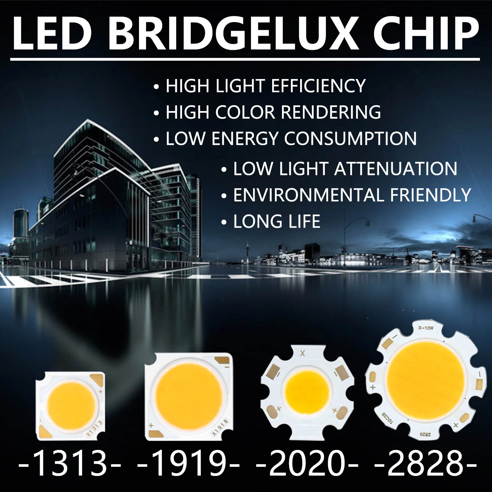 3W 5W 7W 10W 20W 30W 40W LED COB fuente Bridgelux Chip 13mm 19mm 20mm 28mm DIY para bombilla LED Chip foco Downlight lámparas de diodo