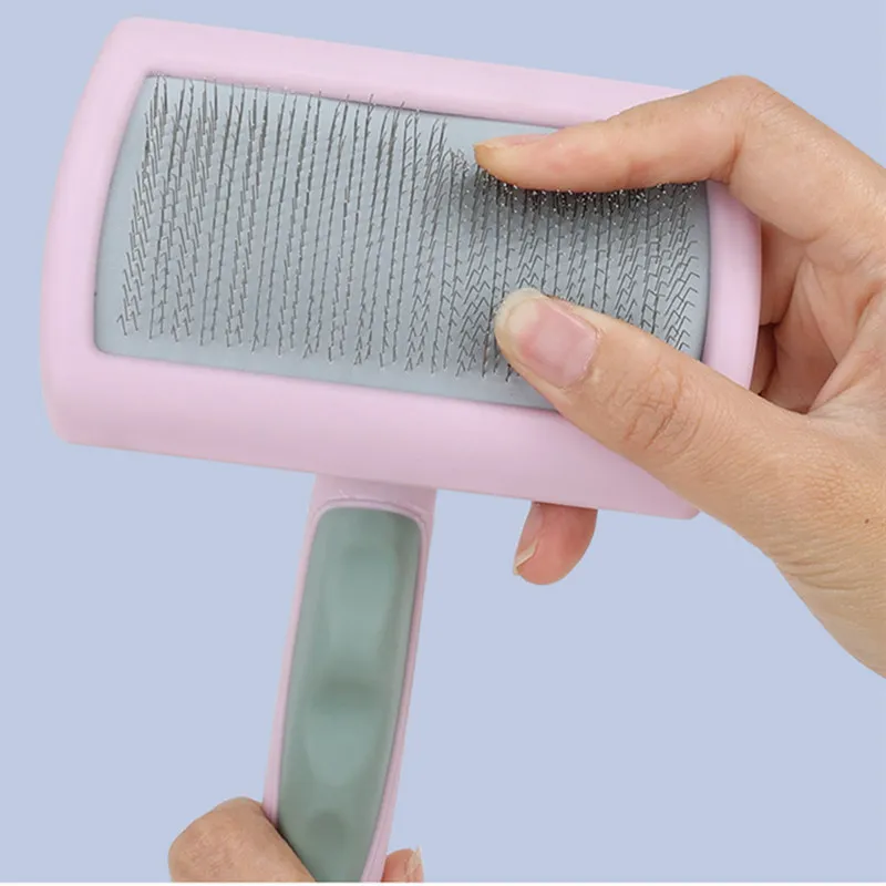Cepillo para perros, peines de acero inoxidable para perros, cepillo de masaje para el cuidado de perros, utensilio para eliminar el pelo de mascotas, Herramientas de limpieza, mango suave, cepillo para gatos