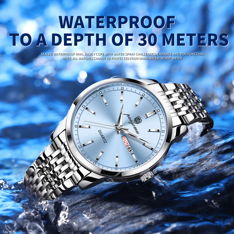 2026 Nuevo Reloj de Pulsera de Lujo para Hombre, Resistente al Agua, Luminoso, con Fecha, Reloj de Cuarzo de Acero Inoxidable de 43mm, Reloj Masculino