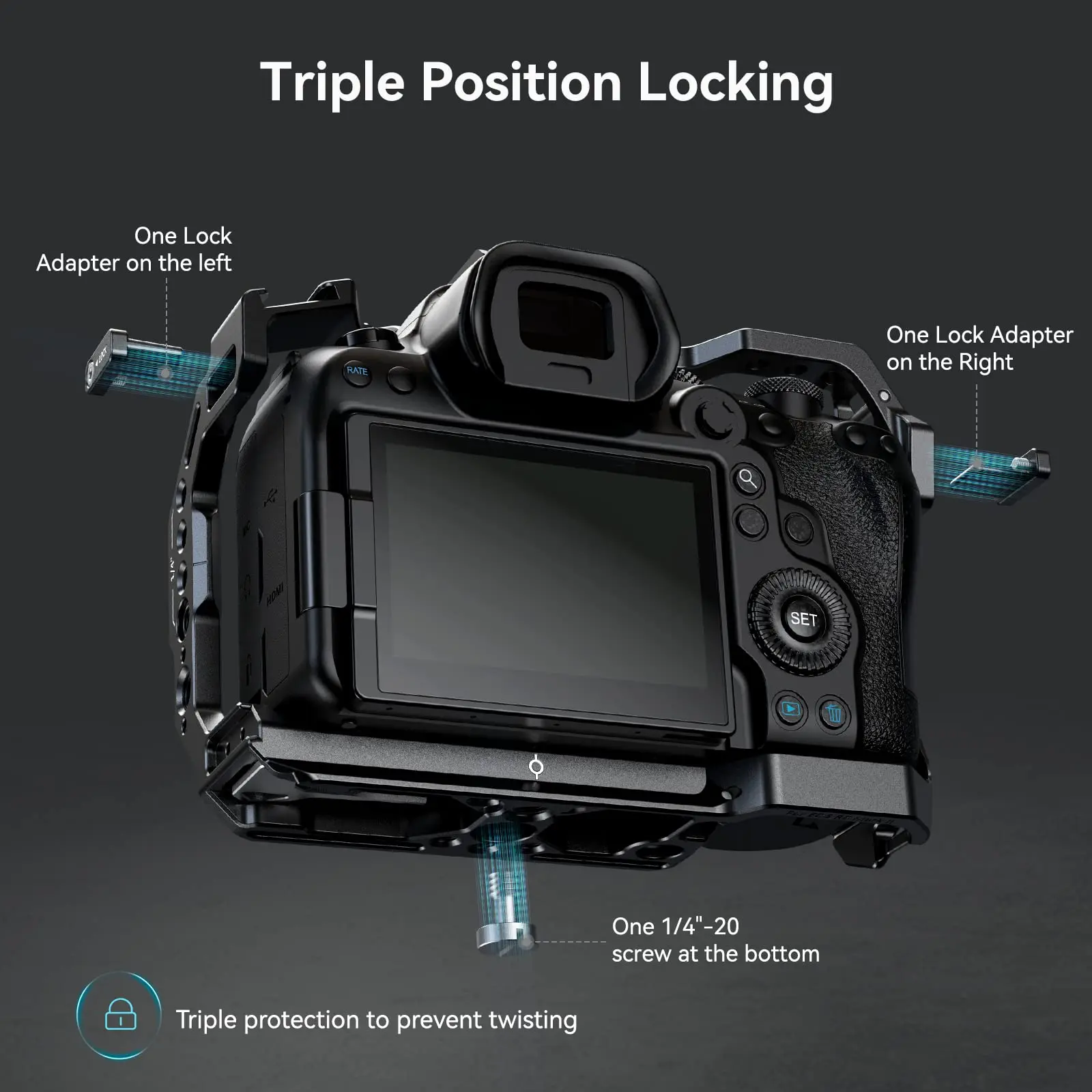 Jaula de cámara SmallRig R6 Mark II para Canon EOS R6 Mark II con rieles duales NATO Placa de liberación rápida Zapata fría para micrófono Light -4159