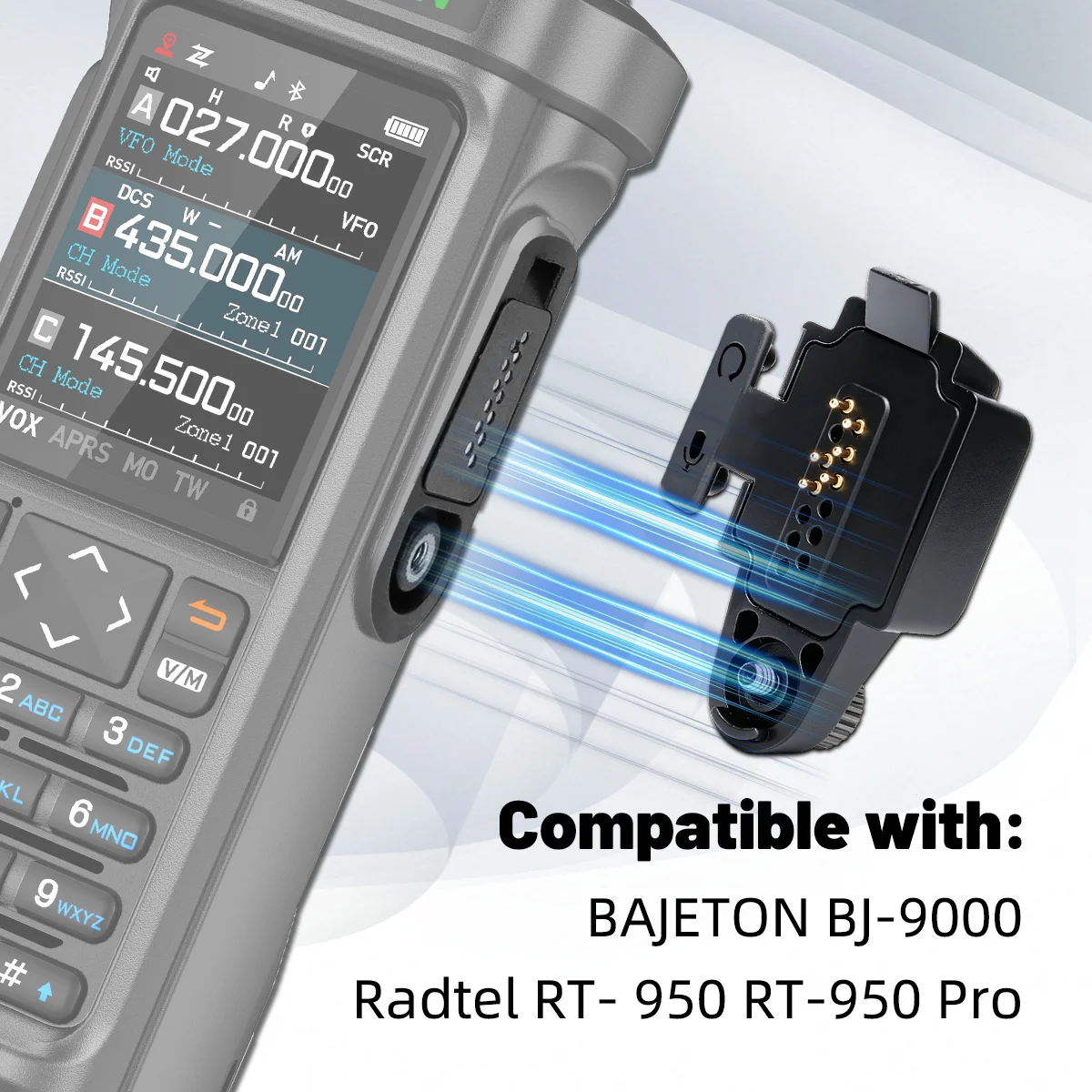 Adaptador de Audio BAJETON BJ-9000, Auricular con Micrófono y Conector de 2 Pines para Walkie Talkies Radtel RT 950Pro, BJ-9000, RTD TP 900PRO
