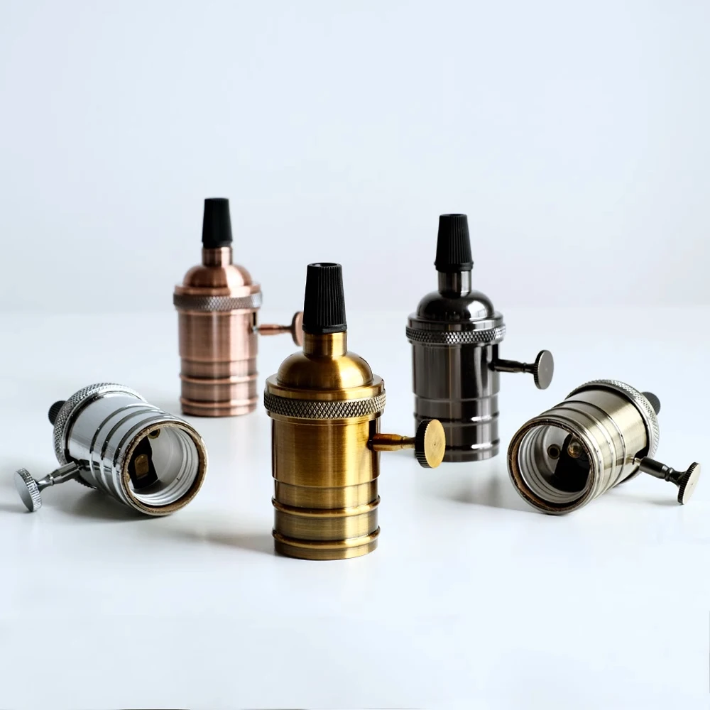 Portalámparas Vintage Edison E26 E27, Base de bombilla de tornillo, luz de aluminio 110V 220V, enchufe Industrial Retro, portalámparas colgante