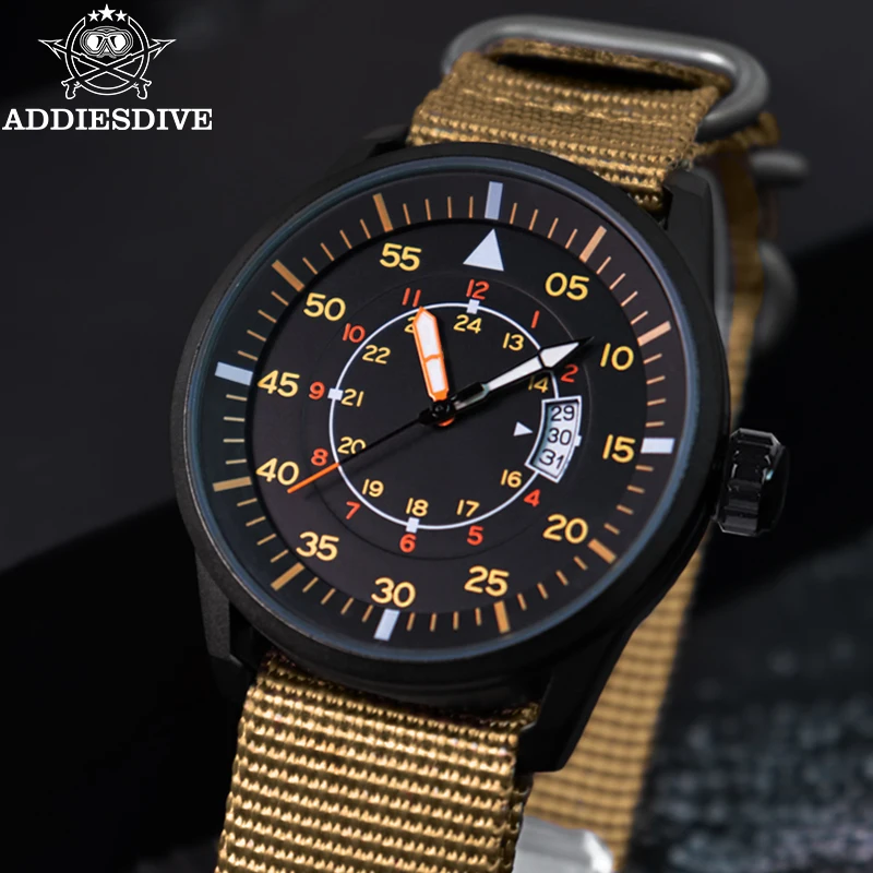 ADDIESDIVE nuevo reloj analógico para hombre 50m reloj luminoso resistente al agua moda deportiva Esfera Grande reloj de cuarzo para hombre con correa de nailon