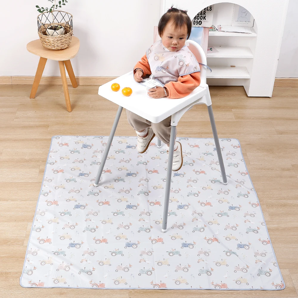 Elinfant, 1 unidad, alfombrilla para silla alta de bebé, alfombrilla portátil para silla de comedor de bebé, alfombrilla impermeable para derrames, Protector de suelo antideslizante, alfombrilla contra salpicaduras