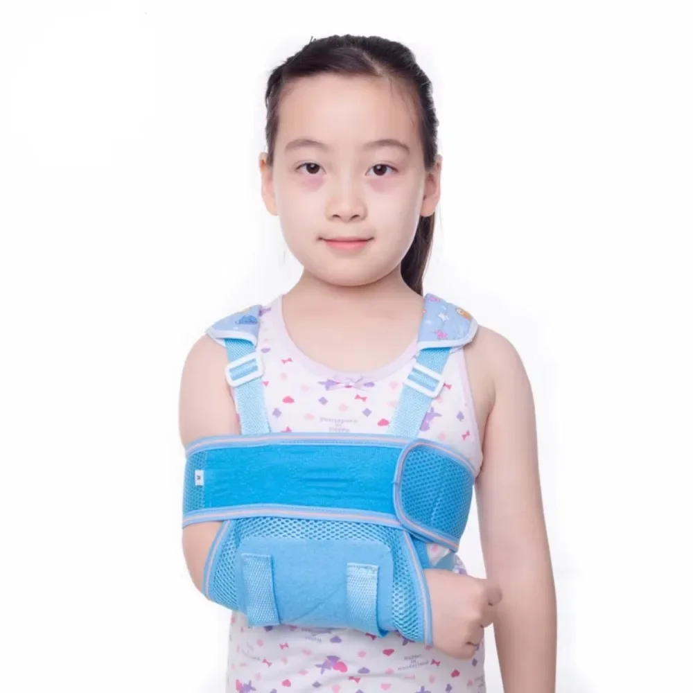 Eslinga fija para antebrazo para niños, correas de recuperación de fracturas para brazo y hombro de malla transpirable, banda de protección ajustable para esguince de articulación de muñeca