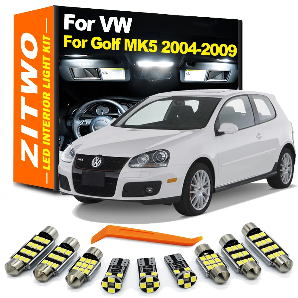 ZITWO 14 Uds Kit completo de luz LED de placa de pie de cúpula Interior para VW Volkswagen Golf MK5 5 V GTI 2004 2005 2006 2007 2008 2009